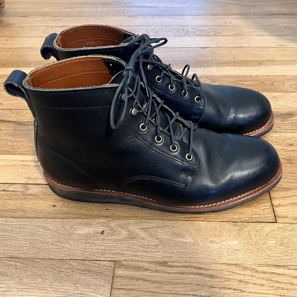 Helm Leather Boots—Mens 11D Made in the USA Black